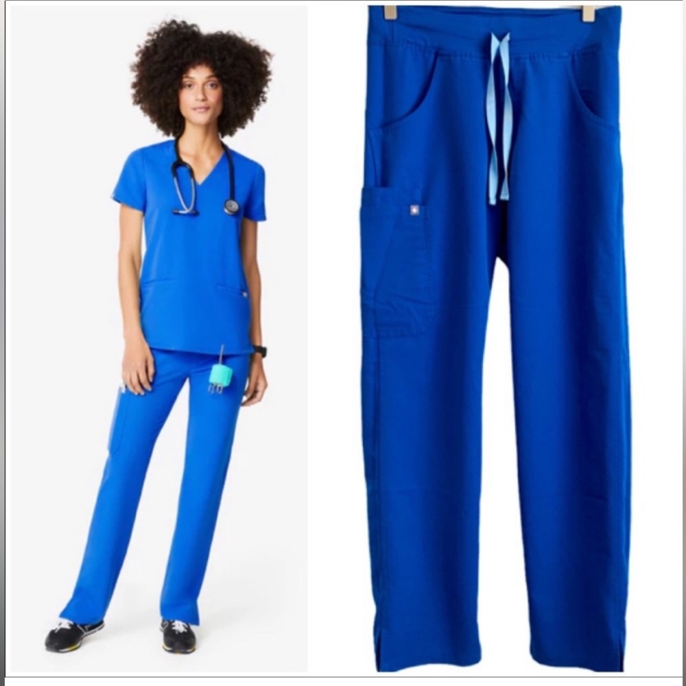Figs royal blue scrub pants , XS , drawstring